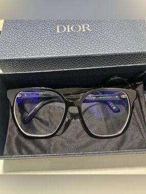 Dior Black Oversized Round-Square Eyeglasses